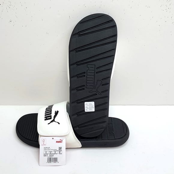 ⭐️PUMA💯 MEN’S FLIP FLOPS,  WHITE AND BLACK, SIZE 10 - Picture 6 of 10